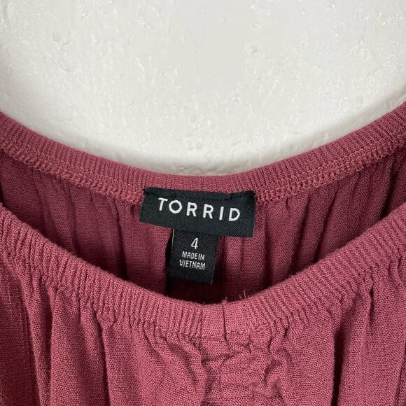 Torrid Mini Lenny Smocked Waist Dress in Wild Ginger Burgundy Plus Size 4 - Picture 4 of 5